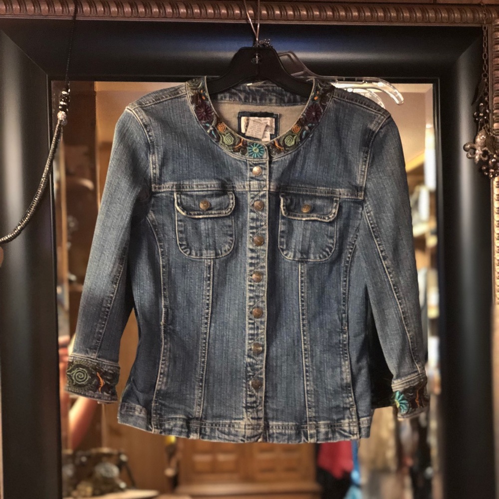 Live A Little / Embroidered Jean Jacket